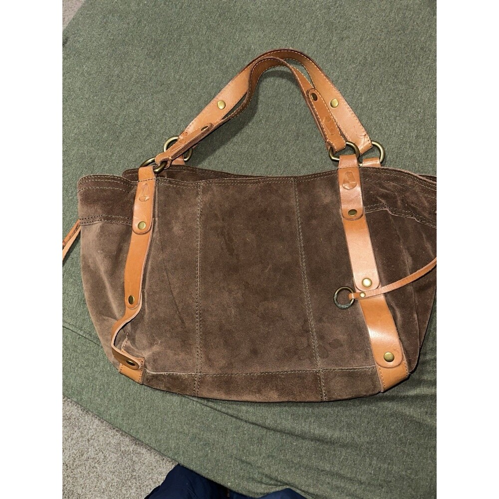 LUCKY BRAND Messenger Brown Suede Leather Boho Hobo Hippie Shoulder Handbag Used